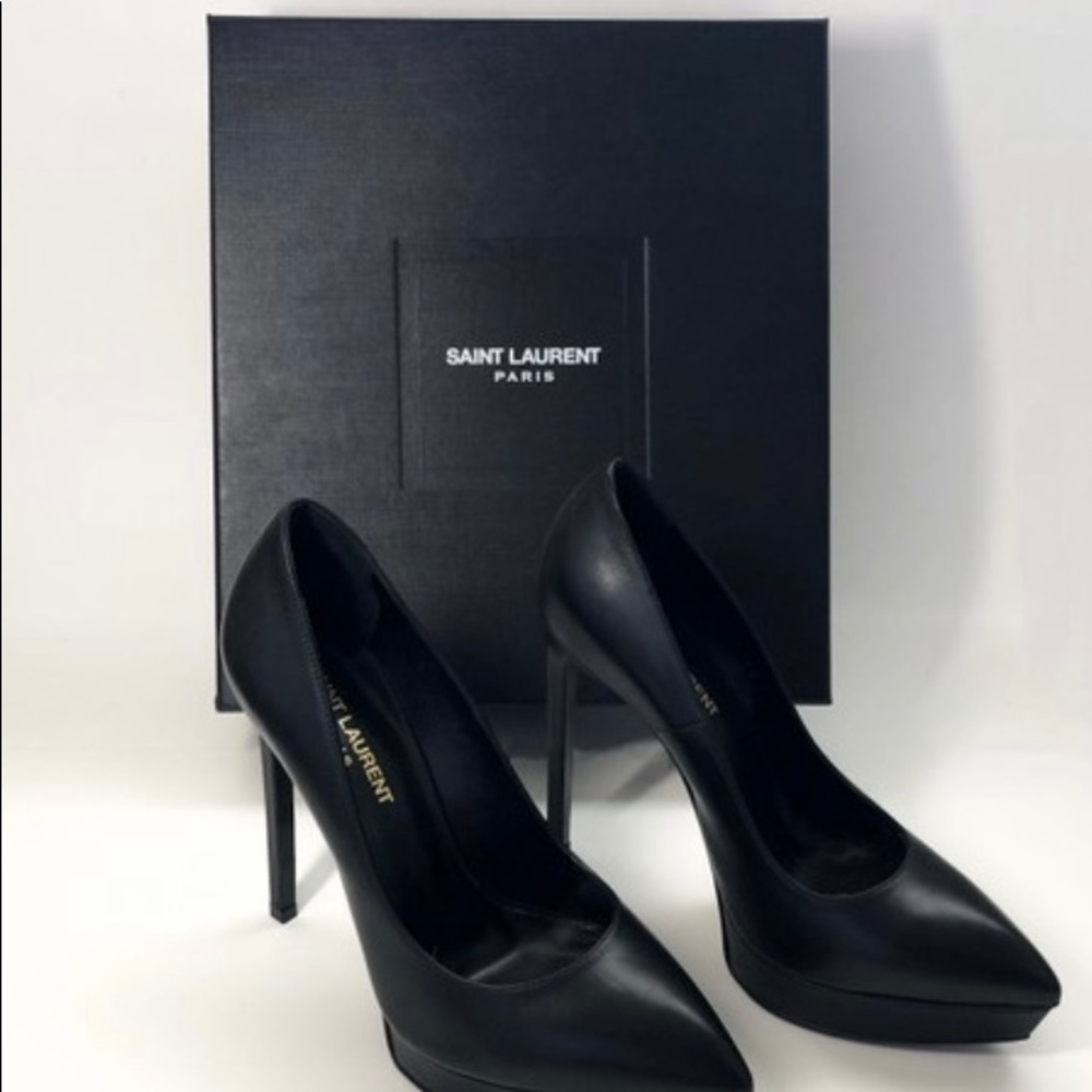 SAINT LAURENT BLACK CLASSIC JANIS PLATFORM PUMPS SIZE- EU 6.5
